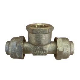 15C X 15C 1/2" X 15mm Female Tee Flare Compression DUT LF