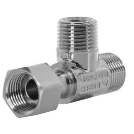 Water Filter Tee 15mm Swivel Nut x 15 Male BSP LF Chrome FWT01CP